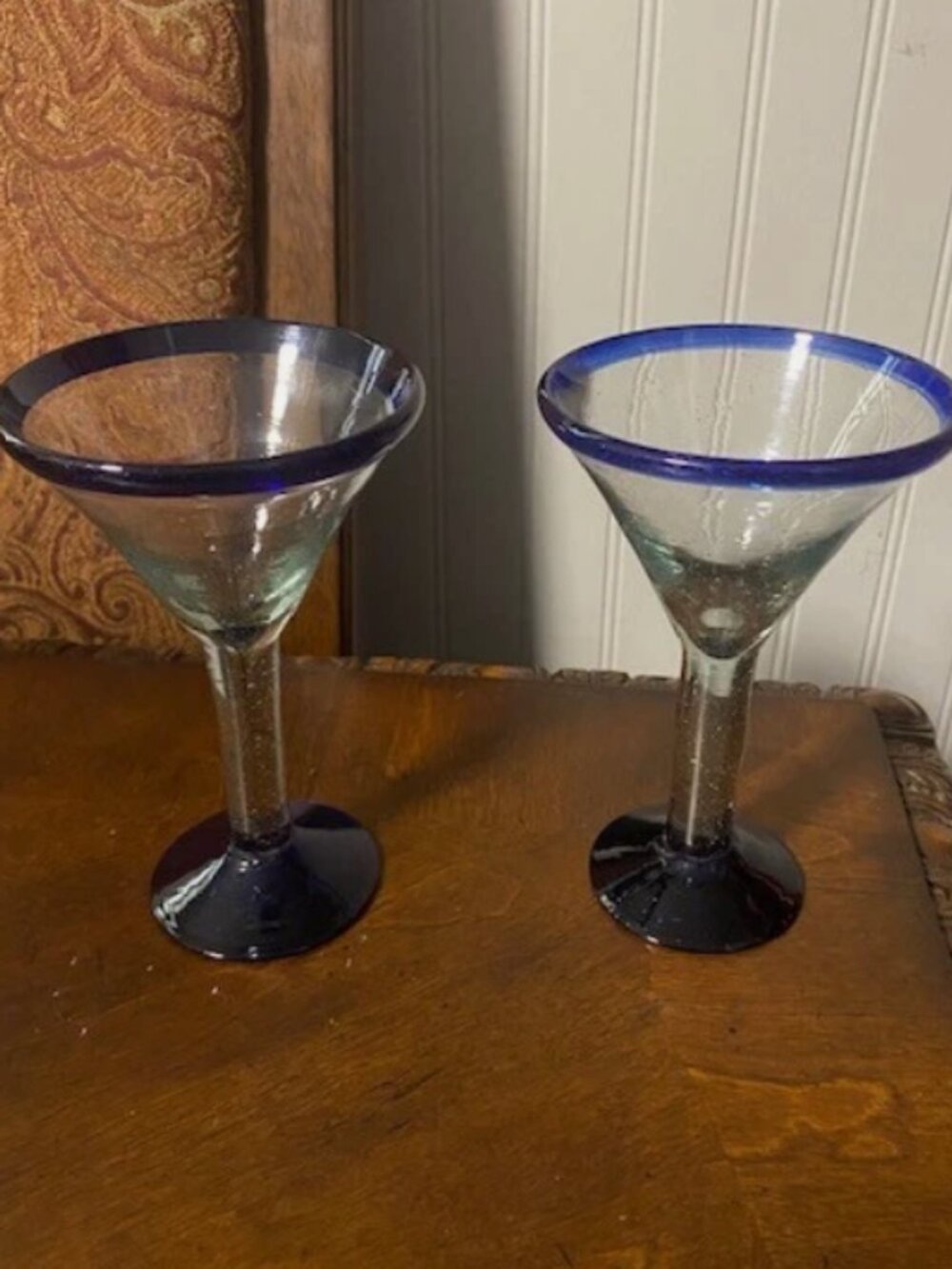 Hand Blown Mexican Martini Glasses - Cobalt Blue set of 2